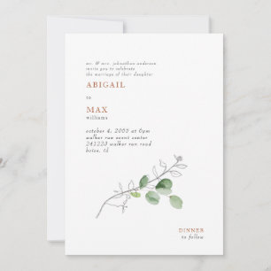 Convite Primavera Modern Botanical Terracotta Wedding