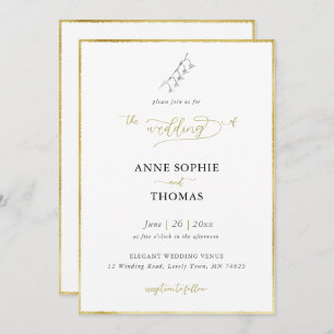 Convite Primavera moderno Lily do Casamento Dourado do Val