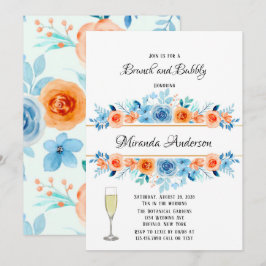 Convite Primavera Paint Blue Orange Florals Brunand Bubble