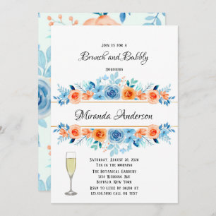 Convite Primavera Paint Blue Orange Florals Brunand Bubble