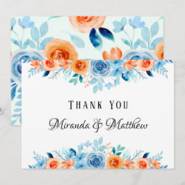 Convite Primavera Paint Blue Orange Florals Casamento Obri