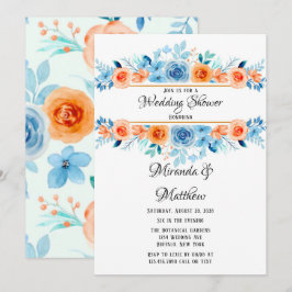 Convite Primavera Paint Blue Orange Florest Chá de casamen