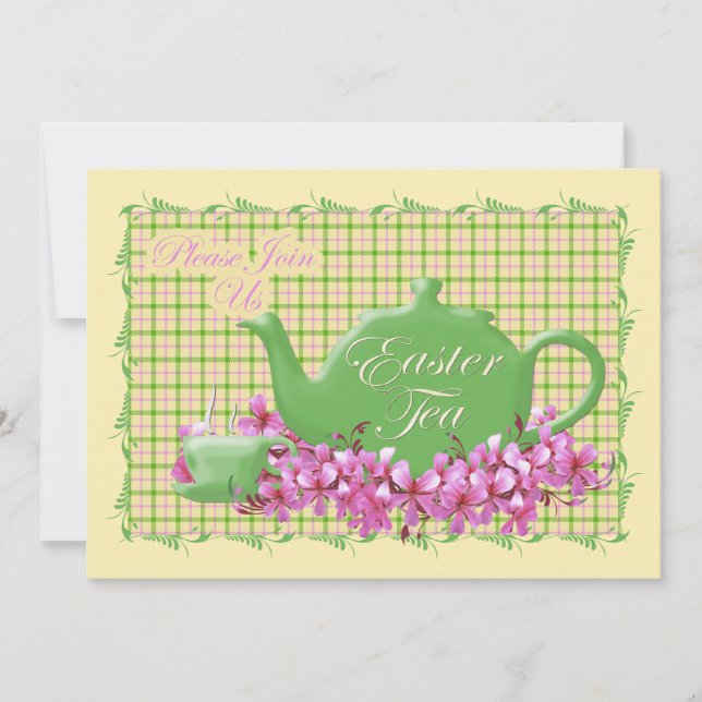 Convite Primavera Pinks e chá de Páscoa (Frente)