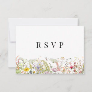 Convite Primavera Summer Wildflower Beige Boho RSVP Card