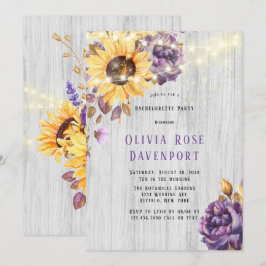 Convite Primavera Sunflower Purple Festa de solteira