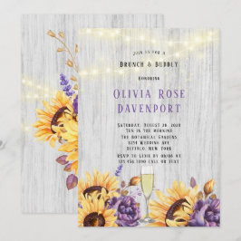 Convite Primavera Sunflower Purple Peony Brunand Bubble