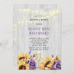 Convite Primavera Sunflower Purple Peony Brunand Bubble