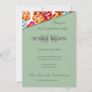 Convite Primavera tecido com costura manual Flores multico