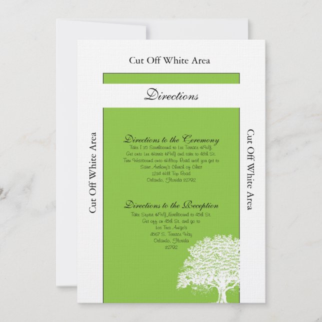 Convite Primavera Tree Green/White Wedding Direction Card (Frente)