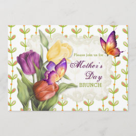 Convite Primavera Tulips 2 Dia de as mães Brunch
