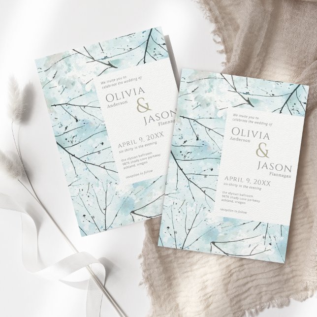 Convite Primavera Turquoise Aqua Abstrato de Flores Convit (Criador carregado)