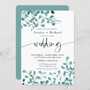 Convite Primavera veraneio verde eucalipto casamento flora