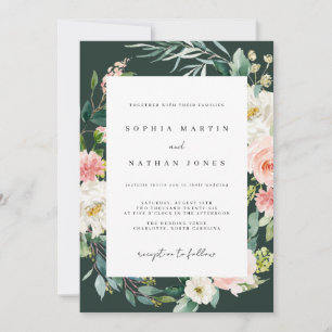 Convite Primavera Watercolor Floral Blush Casamento Verde