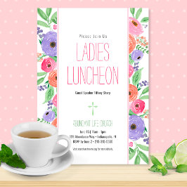 Convite Primavera Watercolor Floral Ladies Church Luncheon