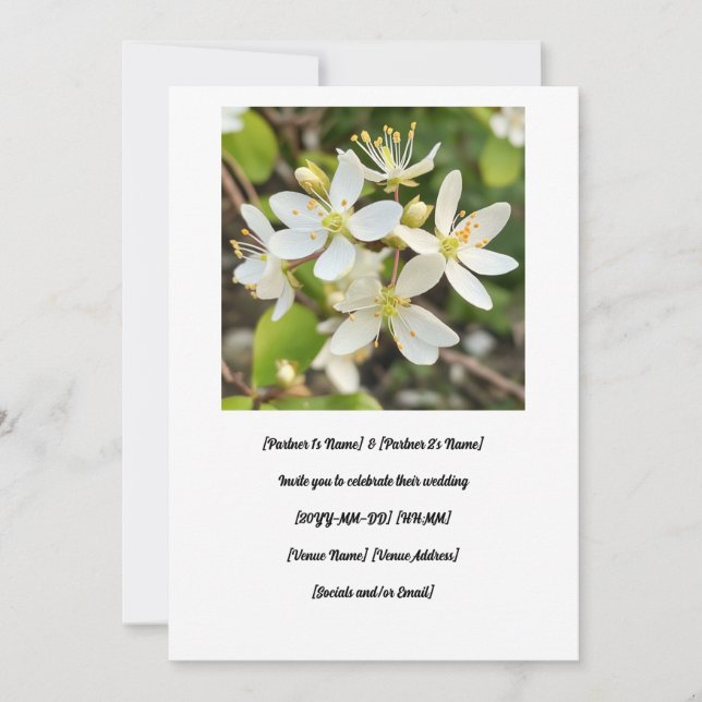 Convite Primavera White Serviceberry Flowers Casamento (Frente)