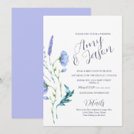 Convite Primavera Wild Flower Wreath Muted Lavanda Casamen