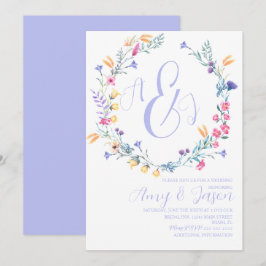 Convite Primavera Wild Flower Wreath Pastel Purple Casamen