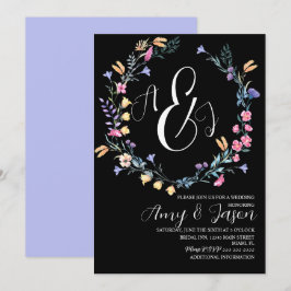 Convite Primavera Wild Flower Wreath Purple Black Casament