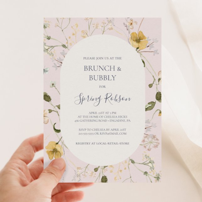 Convite Primavera Wildflower | Blush Brunch e Chá de espum (Criador carregado)