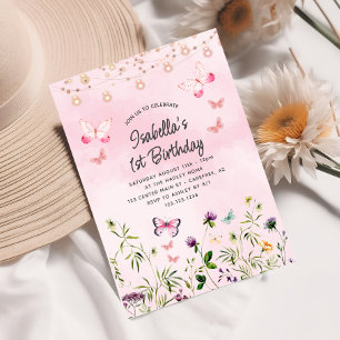Convite Primavera Wildflower Butterflyprimeiro aniversario