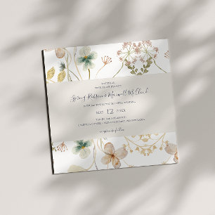 Convite Primavera Wildflower   Casamento quadrado branco