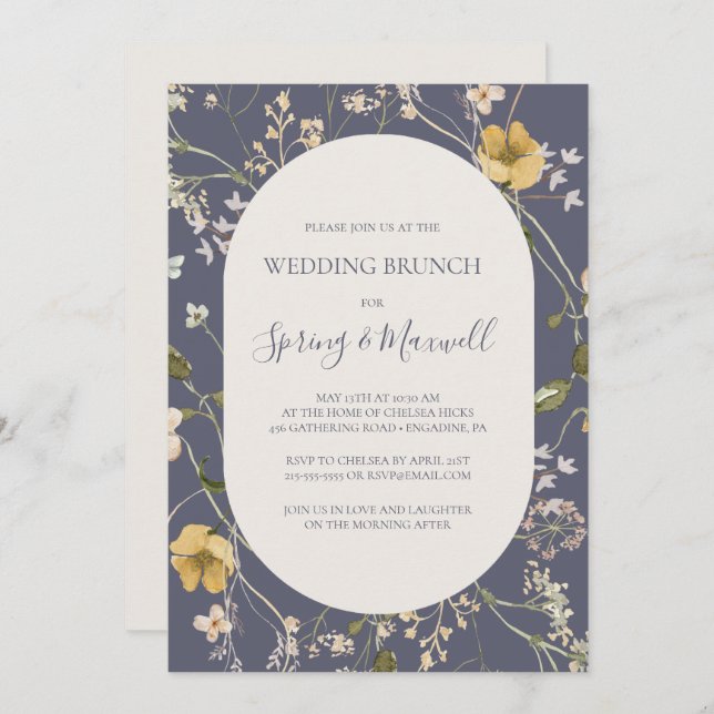 Convite Primavera Wildflower | Dusty Purple Wedch Brunch (Frente/Verso)