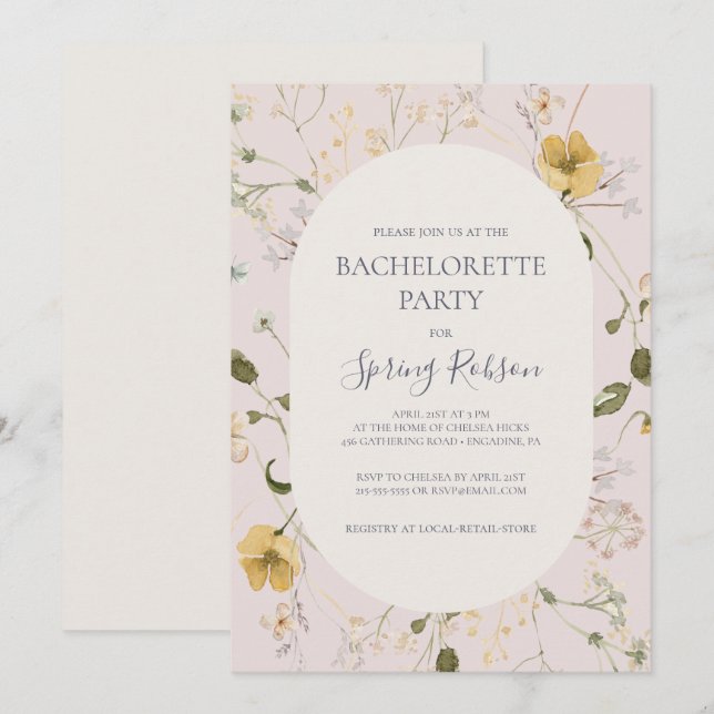 Convite Primavera Wildflower | FESTA DE SOLTEIRA (Frente/Verso)