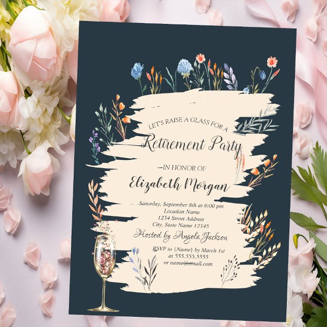 Convite Primavera Wildflower Meadow,Glass Retirement (Criador carregado)