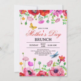 Convite Primavera Wildflower Pink Dia de as mães Brunch
