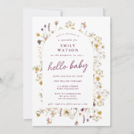 Convite Primavera Wildflower Watercolor Custom Hello Baby