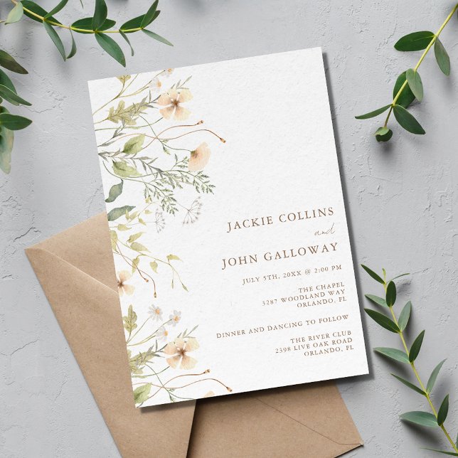 Convite Primavera Wildflower Wedding (Spring Wildflower Wedding Invitation)