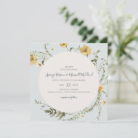 Primavera Wildflower Wreath Light Blue Square Casa