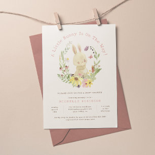 Convite Primavera Wreath, doce Chá de fraldas de coelhinha
