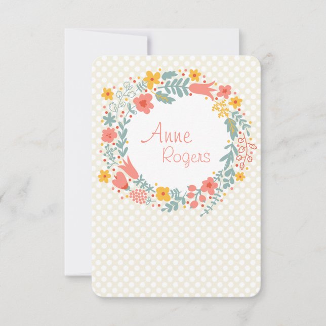 Convite Primavera Wreath Obrigado/Notecard 2 (Frente)
