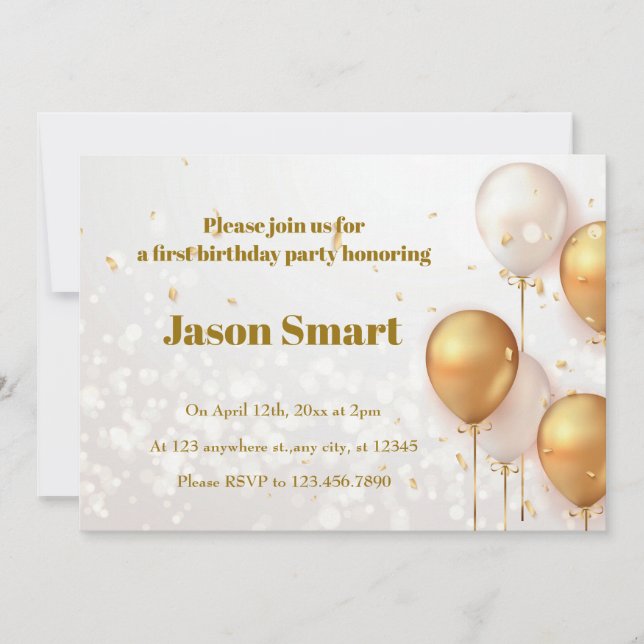 Convite Primeira Celebração de Aniversário do Pequeno Heró (Frente)