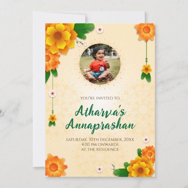 Convite Primeira cerimônia de alimentação de arroz convida (Frente)