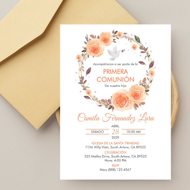 Convite Primeira comuna espanhola de Wreath (Criador carregado)