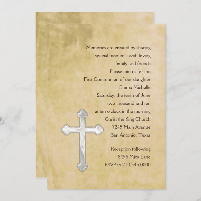 Convite Primeira Comunhão Aquarela (Frente/Verso)