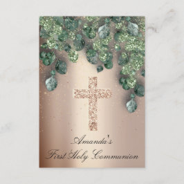 Convite Primeira Comunhão Batismo Cruz Cristã Verde