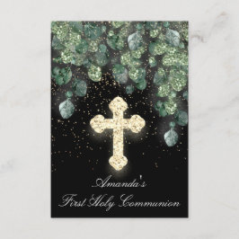 Convite Primeira Comunhão Cristã Cruz Dourada Evento Crist