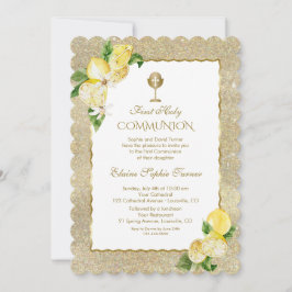 Convite Primeira Comunhão da Flor de Fruta com Limão Doura