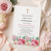 Primeira Comunhão da Menina Cruz Dourada Rosas Flo
