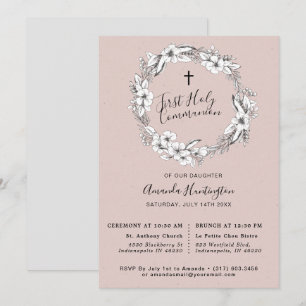 Convite Primeira Comunhão de Buquês Selvagens   Lâmpada  