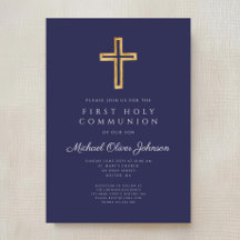 Primeira Comunhão de Cristo Religioso marinho Azul