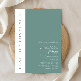 Convite Primeira Comunhão de Cristo Religioso Verde Modern