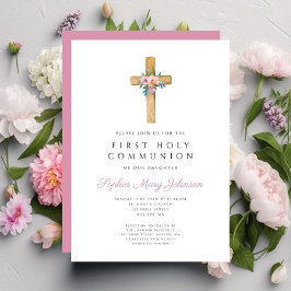 Convite Primeira Comunhão de Garota Floral