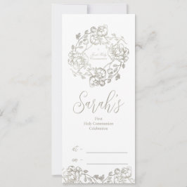 Convite Primeira Comunhão Dourada Floral