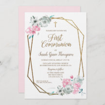 Primeira Comunhão Elegante Modern Frame WaterColor