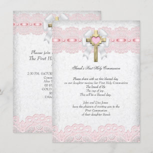 Convite Primeira Comunhão Meninas Cruz Rosa 1º 9
