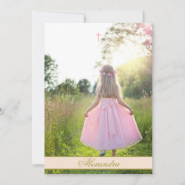 Convite Primeira Comunhão Personalizada Foto Cor Dourada 